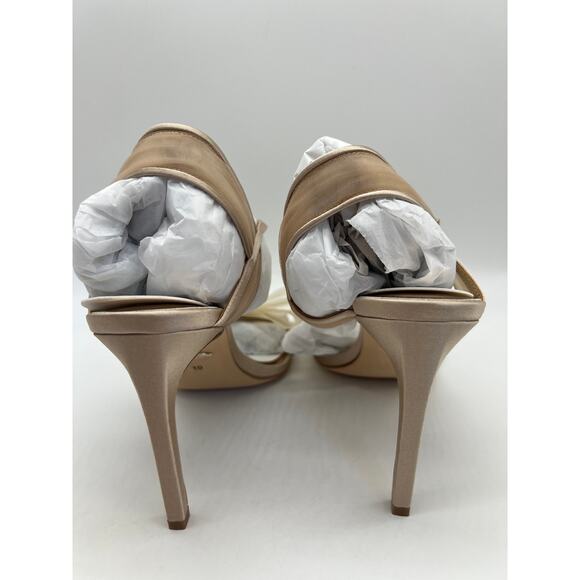 Badgley Mischka Jessica Heeled Sandal Nude Satin Women's Size 10. - Picture 8 of 12